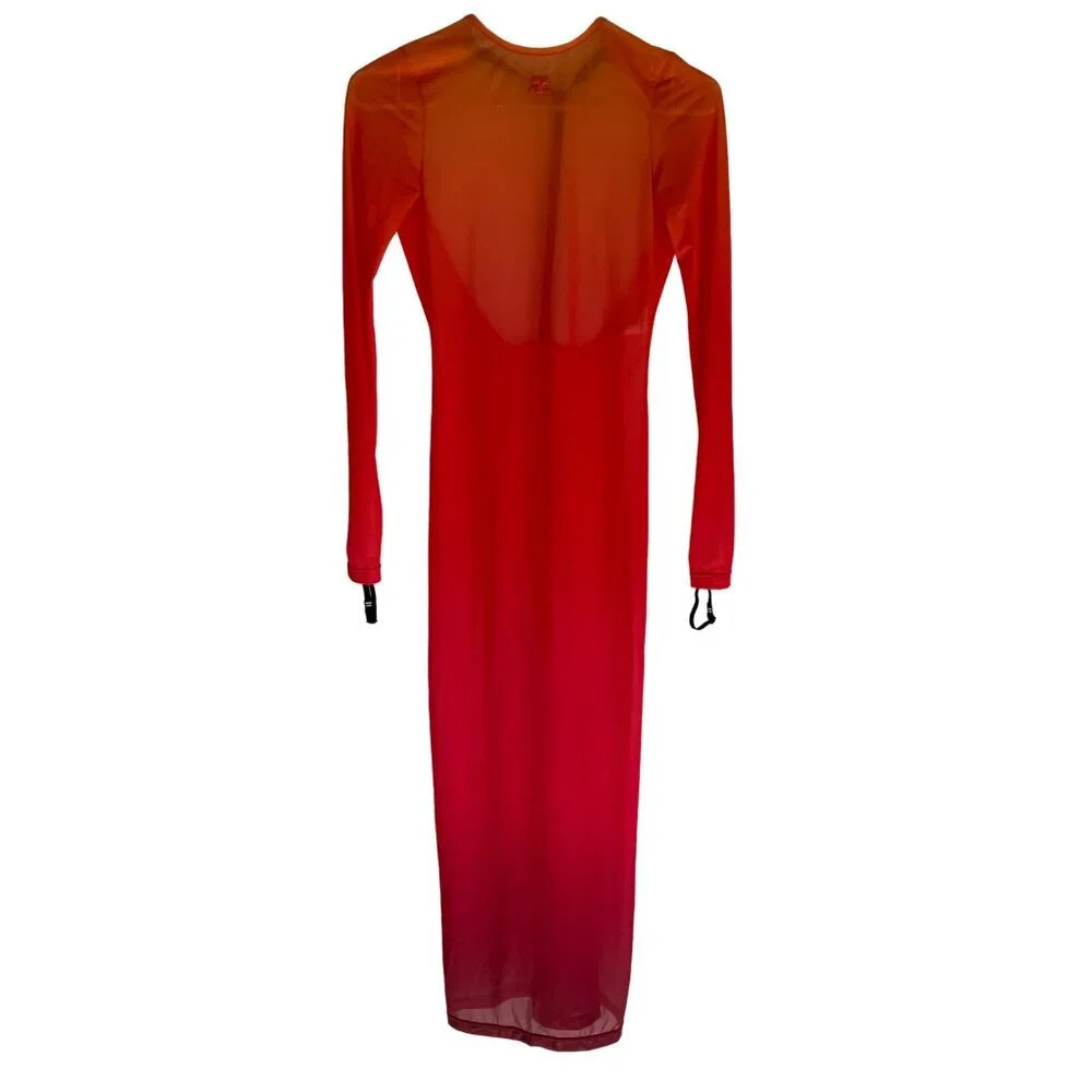 Courreges 2nd Skin Dress In Gradient Sunset in Orange XSmall New Womens Bodycon - Picture 5 of 16